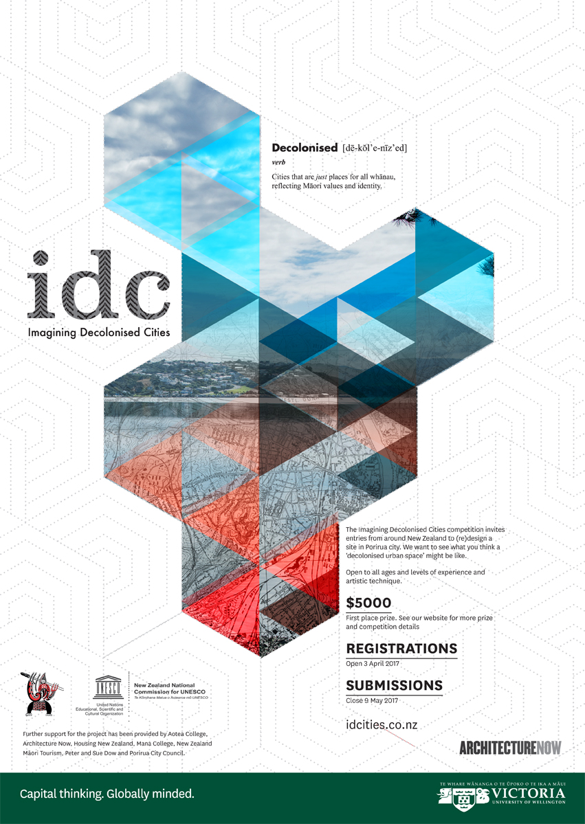 A poster advertising the Imagining Decolonised Cities competition.