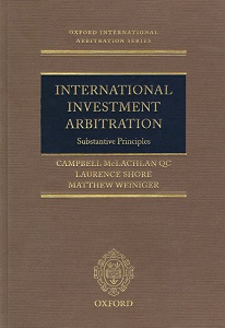 The cover of 'international investment arbitration