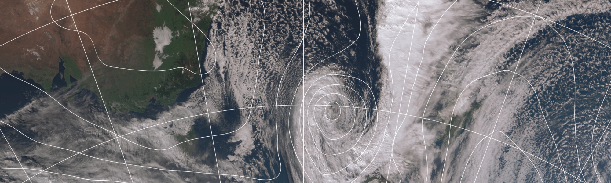 Satellite image of storm over New Zealand