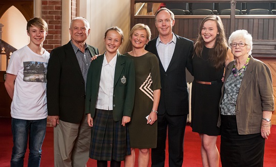 2013 Adam Prize winner Helena Wiśniewska Brow (centre) with her family. From left: Jeremy Brow, Stefan Wiśniewski, Lucy, James and Anna Brow, and Olga Wiśniewska