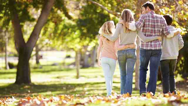 Family going for a walk