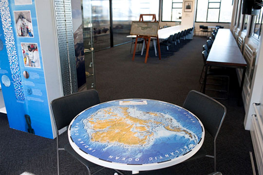 Table in the new Antarctic themed reading room at Central Library