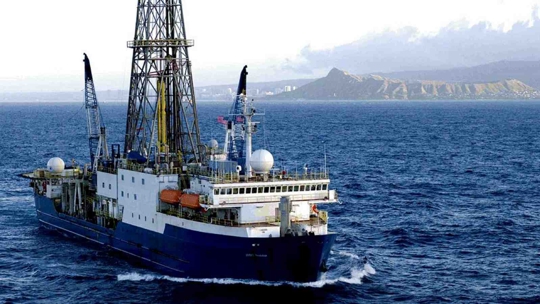 JOIDES Resolution research vessel at sea. Credit: IODP
