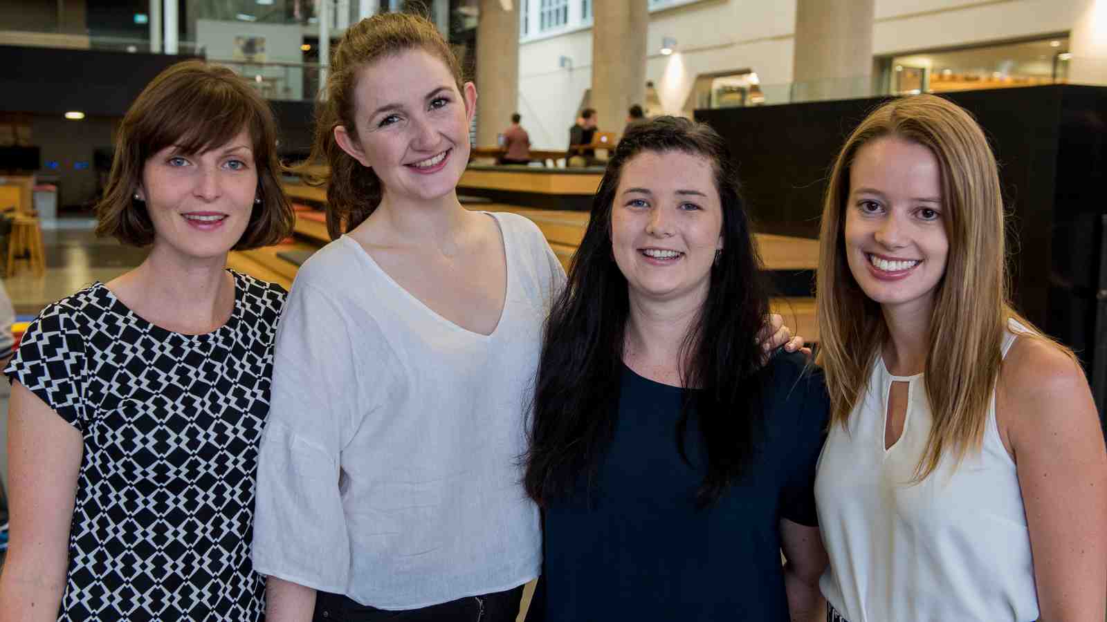 Holly Norton, Ceara Bickerton, Poppy Norton and Sophie Seymour stand in the Hub