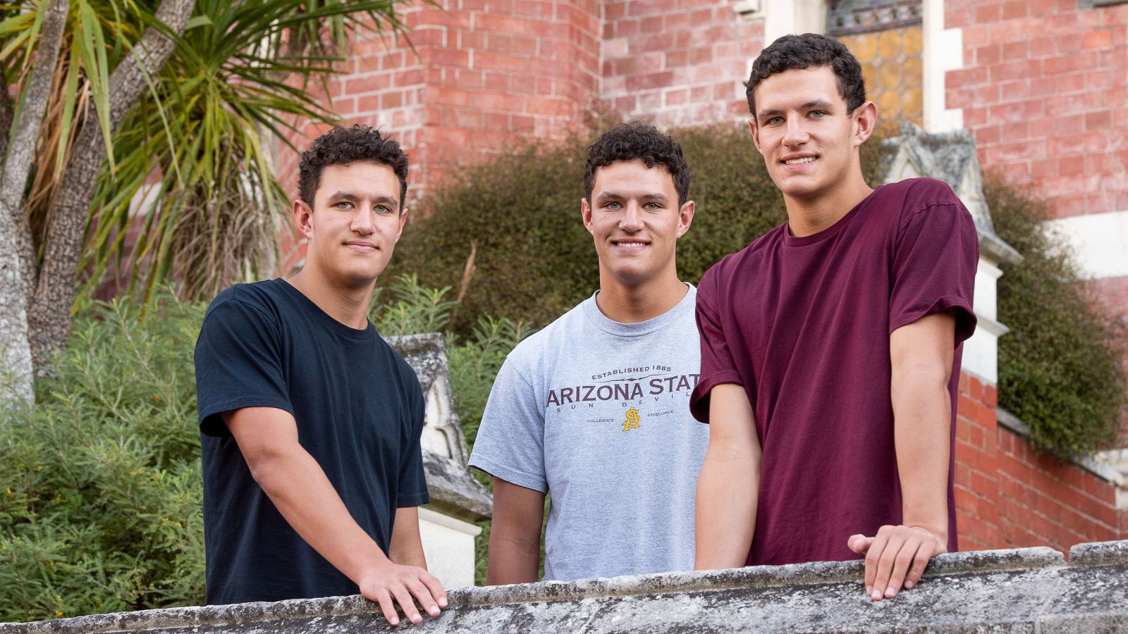 Triplets Cale, Jackson and Max Tu'inukuafe on campus.