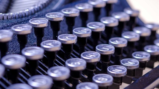 Old fashioned typewriter close up.