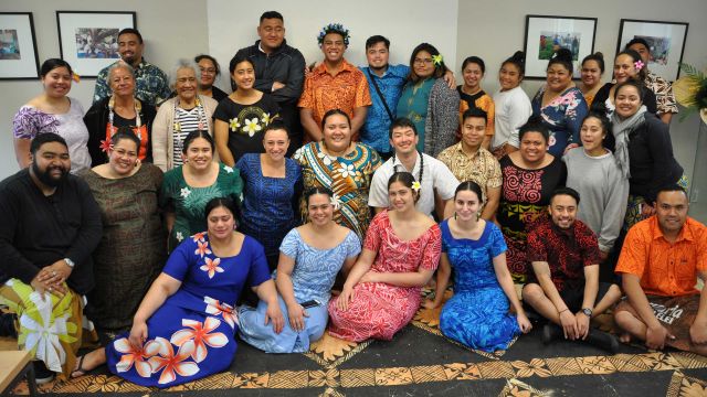 Group shot of Samoan Studies students and friends.