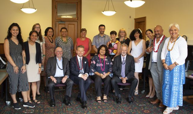 A group photo of those present at the seminar with Justice Tuatagaloa