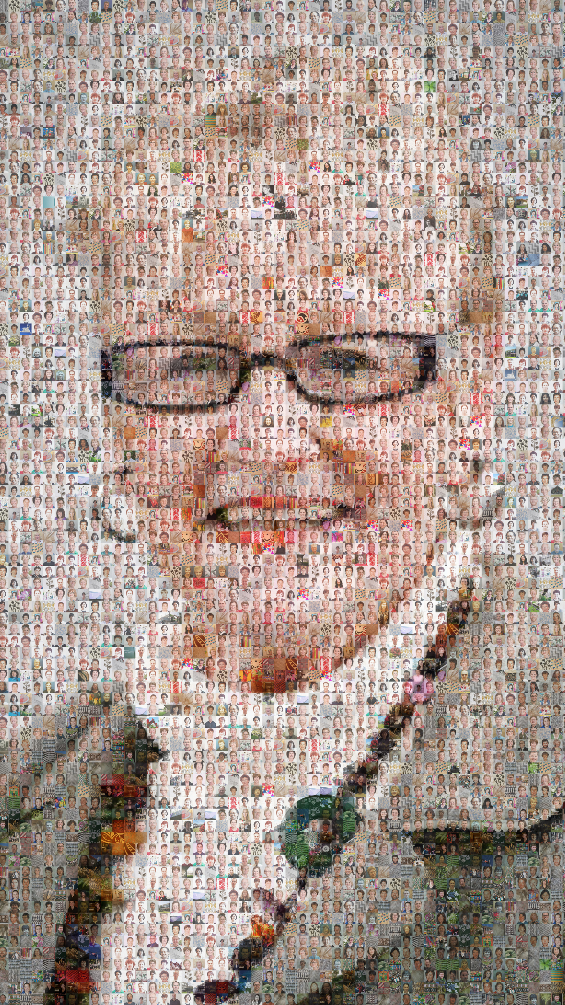 Portrait of Liz made from the pictures of her colleagues.