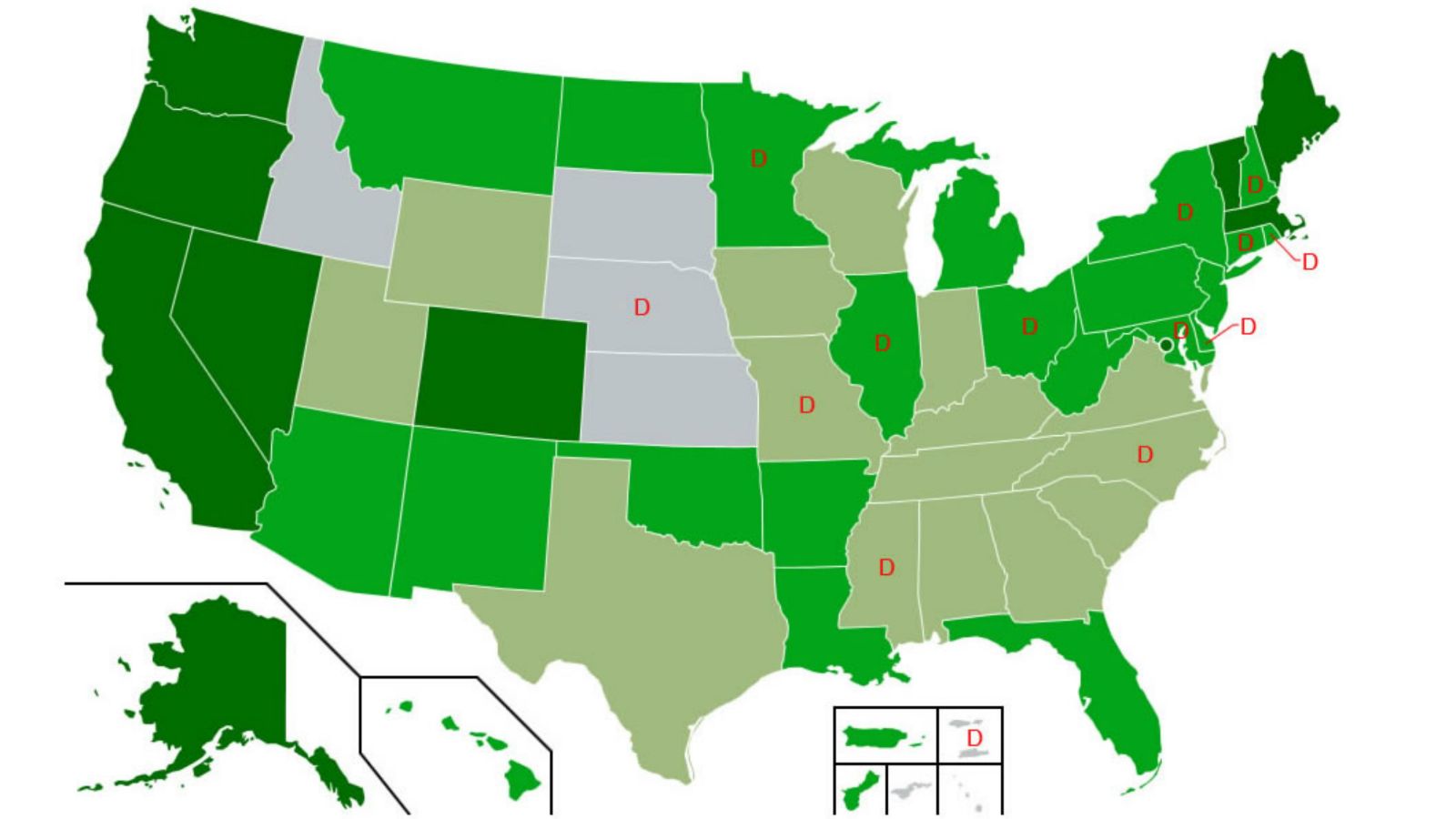 Legality of cannabis in the United States [Image: Lokal Profil].