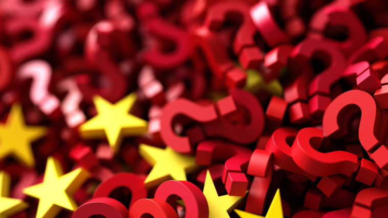 Image of red question marks and gold stars