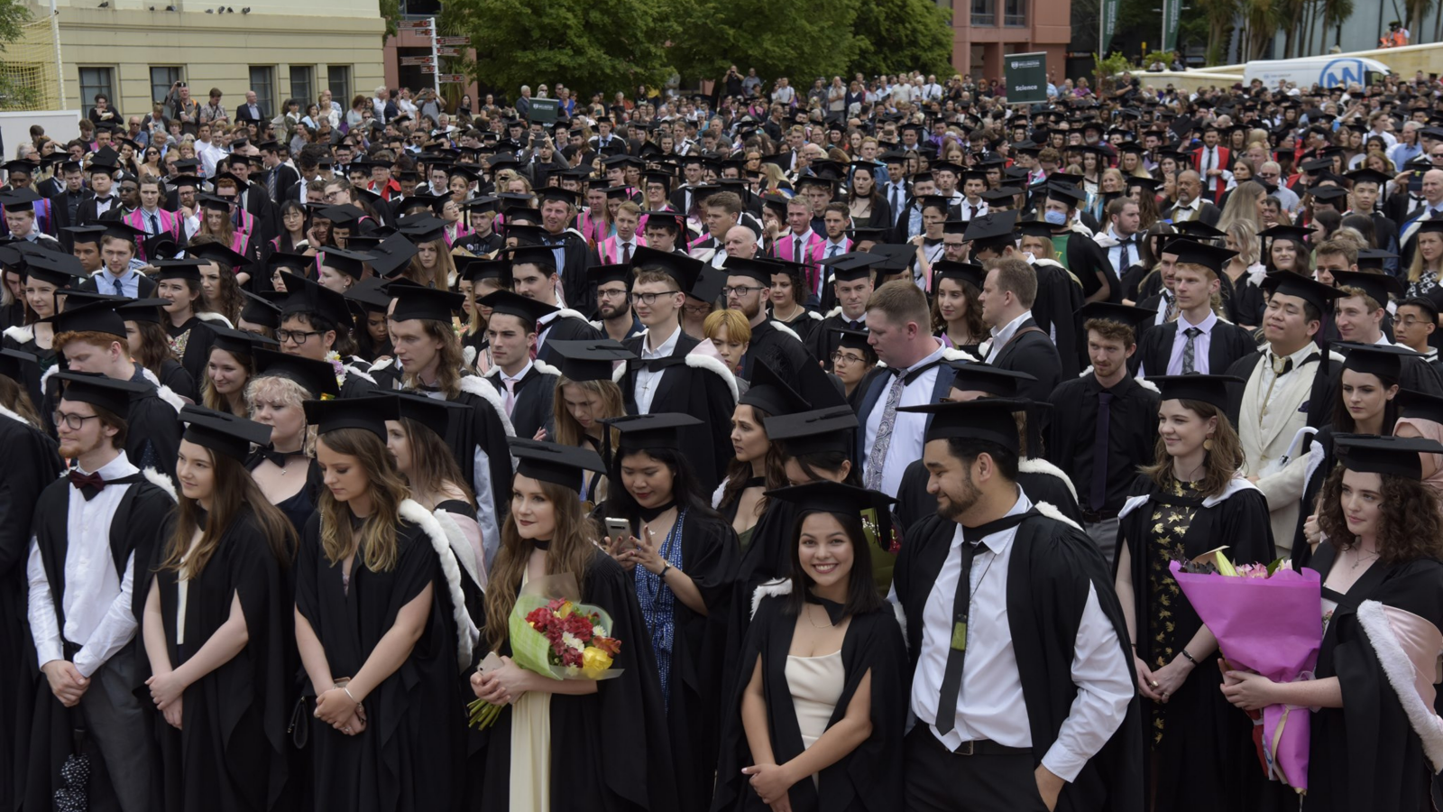 Group of graduates in civic square in Wellington