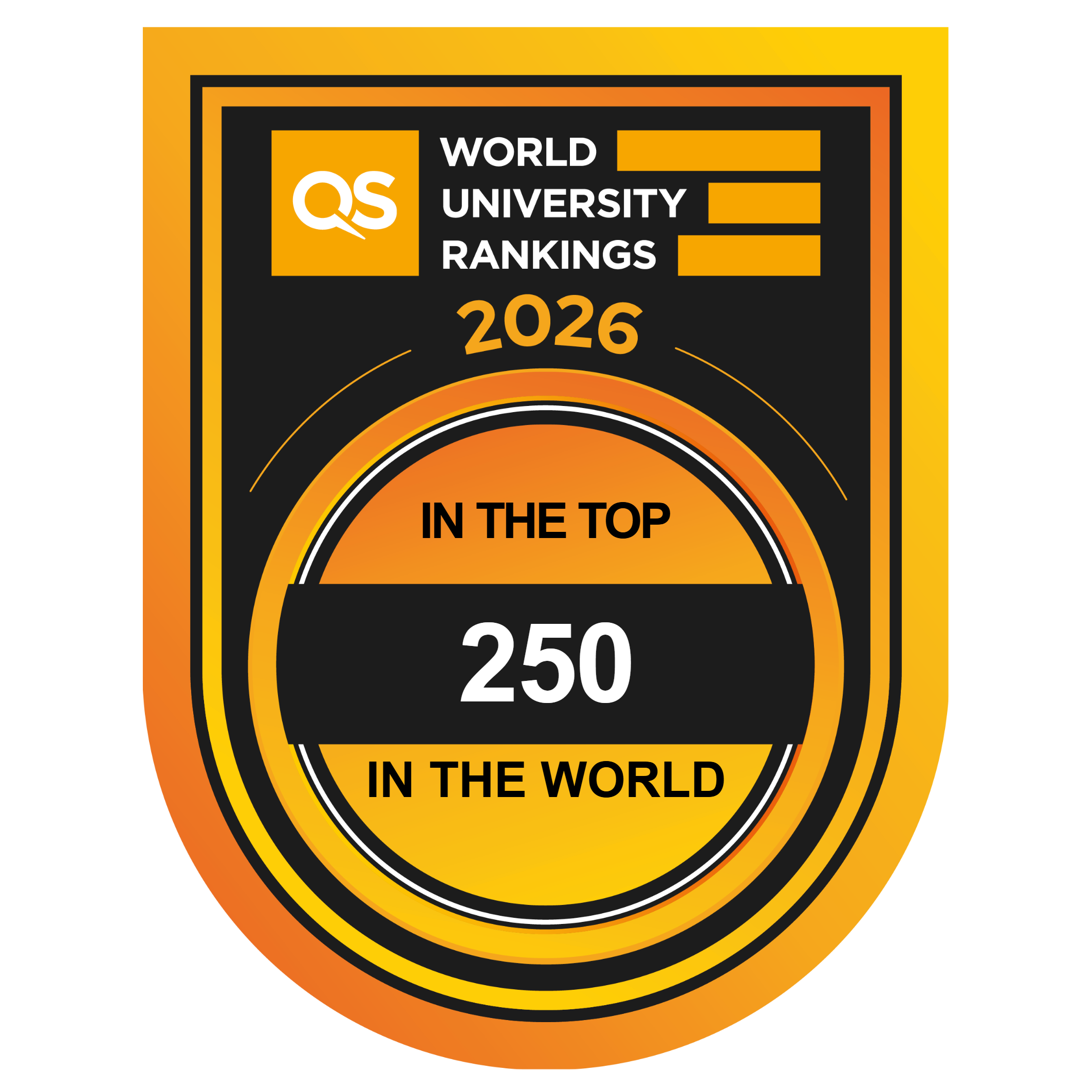 Official 2026 QS World University Rankings badge showing Victoria University of Wellington ranked in top 250 globally