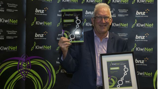 Photograph of Richard Furneaux at KiwiNet Research Commercialisation Awards.