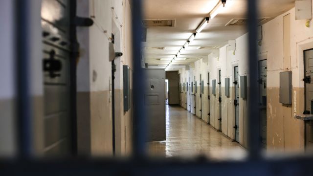 The inside of a Prison corridor.