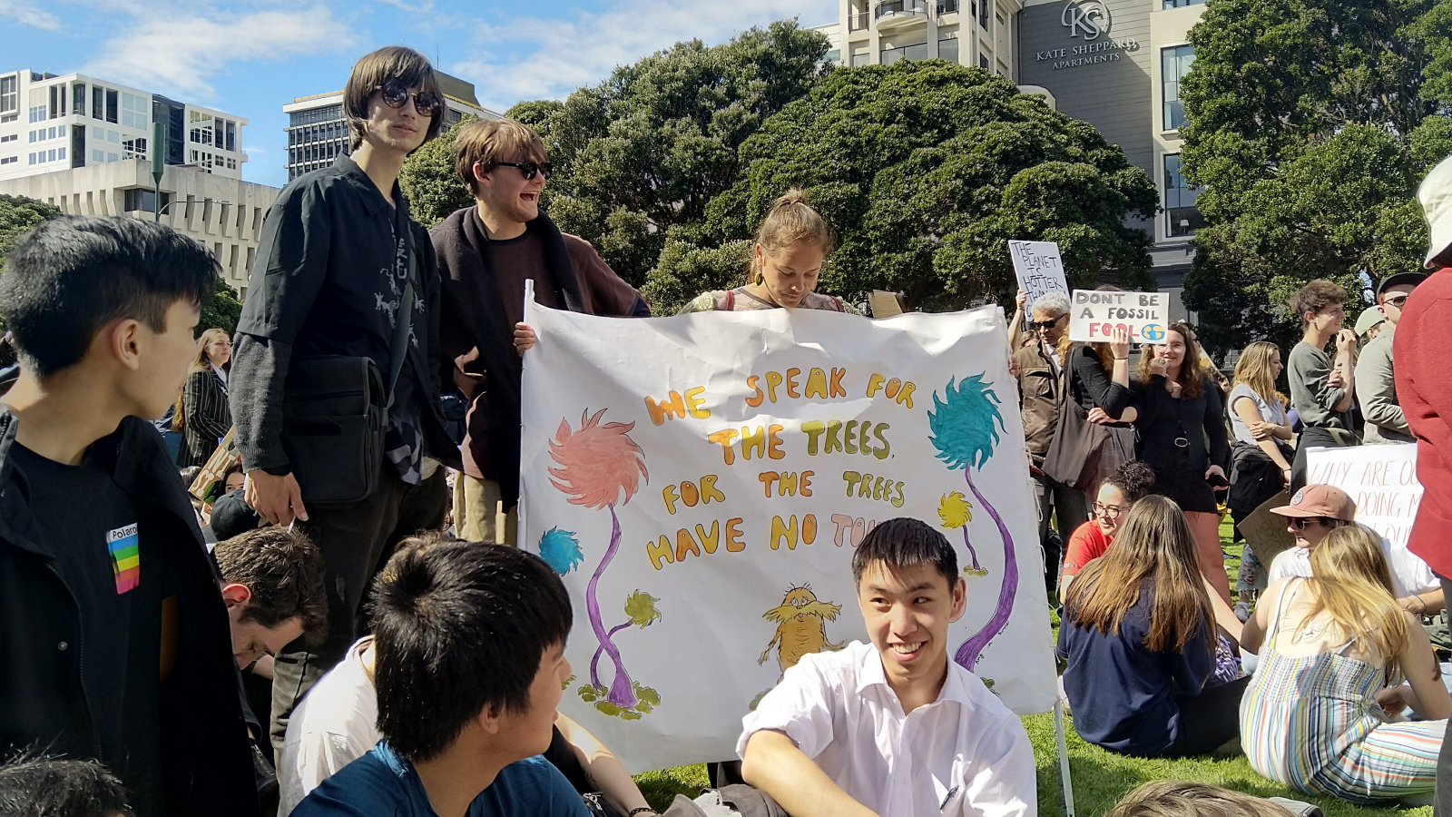 climate change march with lorax poster
