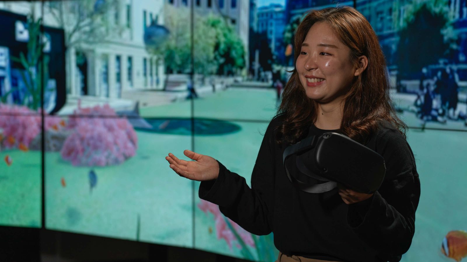 Postgraduate student Betty (Hyejin) Kim is creating computer graphics at the University’s state-of-the-art Computational Media Innovation Centre.