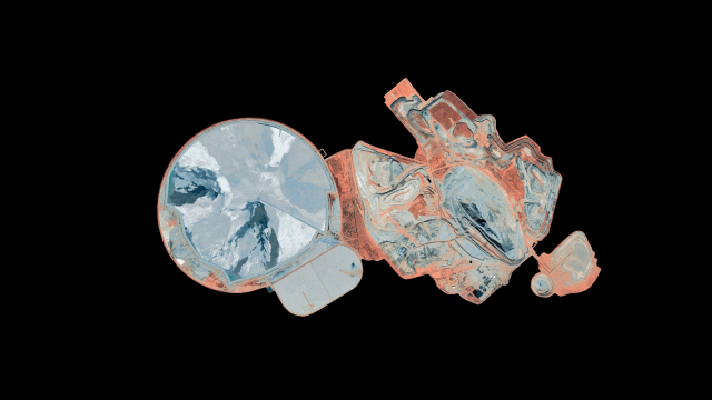 Aerial shot of quarries, from Google Earth.