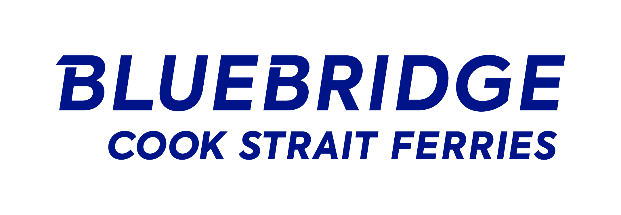 The Bluebridge logo which says 'Bluebridge Cook Straight Ferries' in blue text.