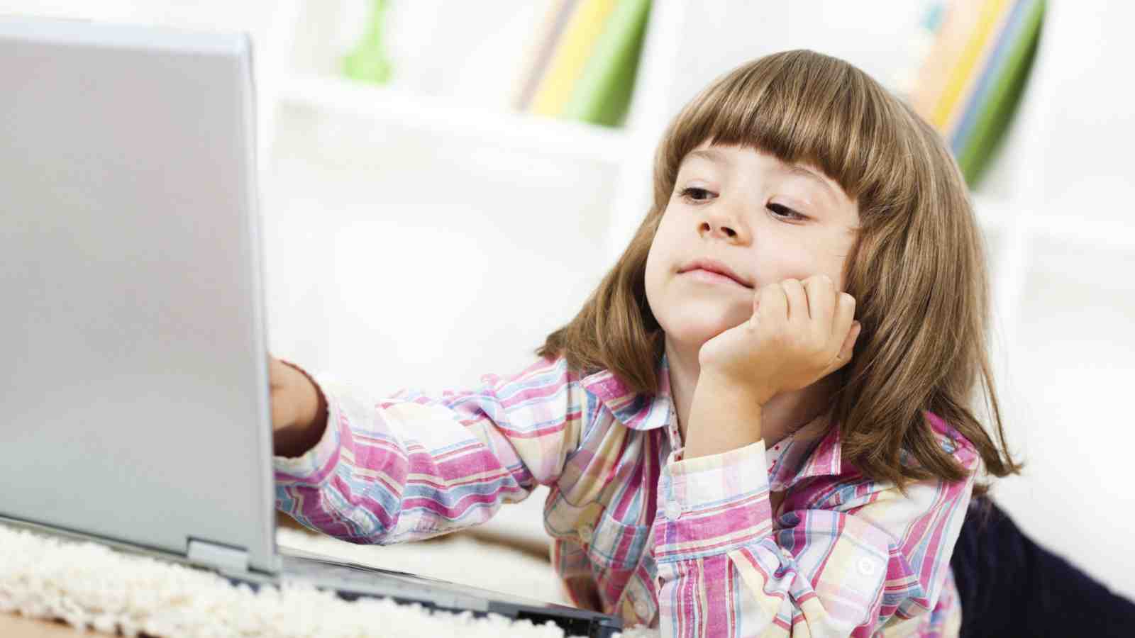 Girl looking at a computer screen