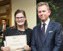Harriet Farquhar with Professor Mark Hickford