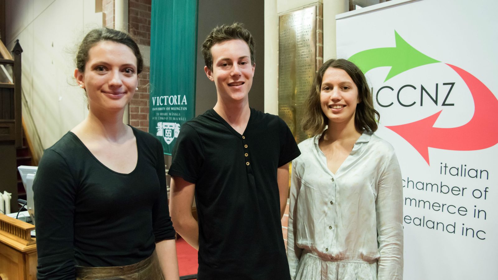 The winners of the Moving Words 2016 competition: Alva Feldmeier, Max Hall and Danielle Cooper.