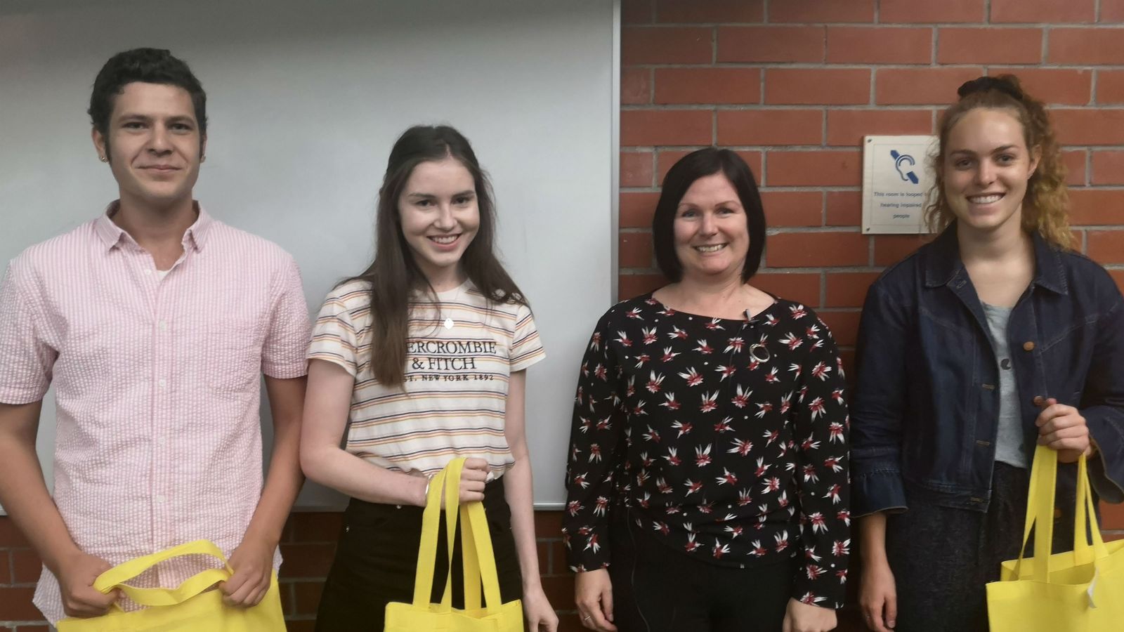 Intergen Young Achievers Award prize-giving for top first year students at Victoria University of Wellington – Kalid Norman Bibby, Charlotte Ann Best, and Emma Louise Westbrooke.