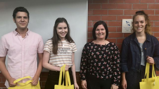 Intergen Young Achievers Award prize-giving for top first year students at Victoria University of Wellington – Kalid Norman Bibby, Charlotte Ann Best, and Emma Louise Westbrooke.