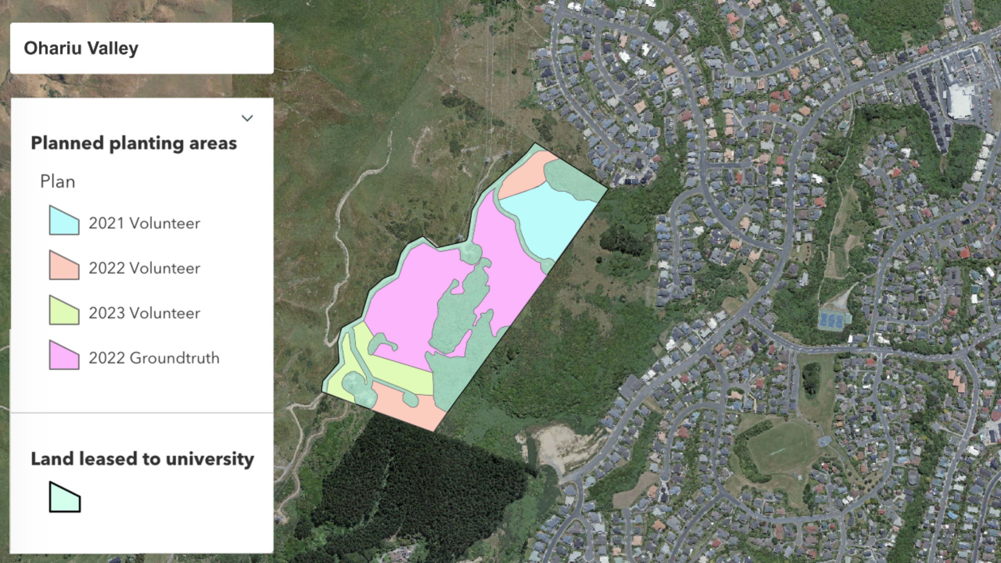 Ohariu site planting areas