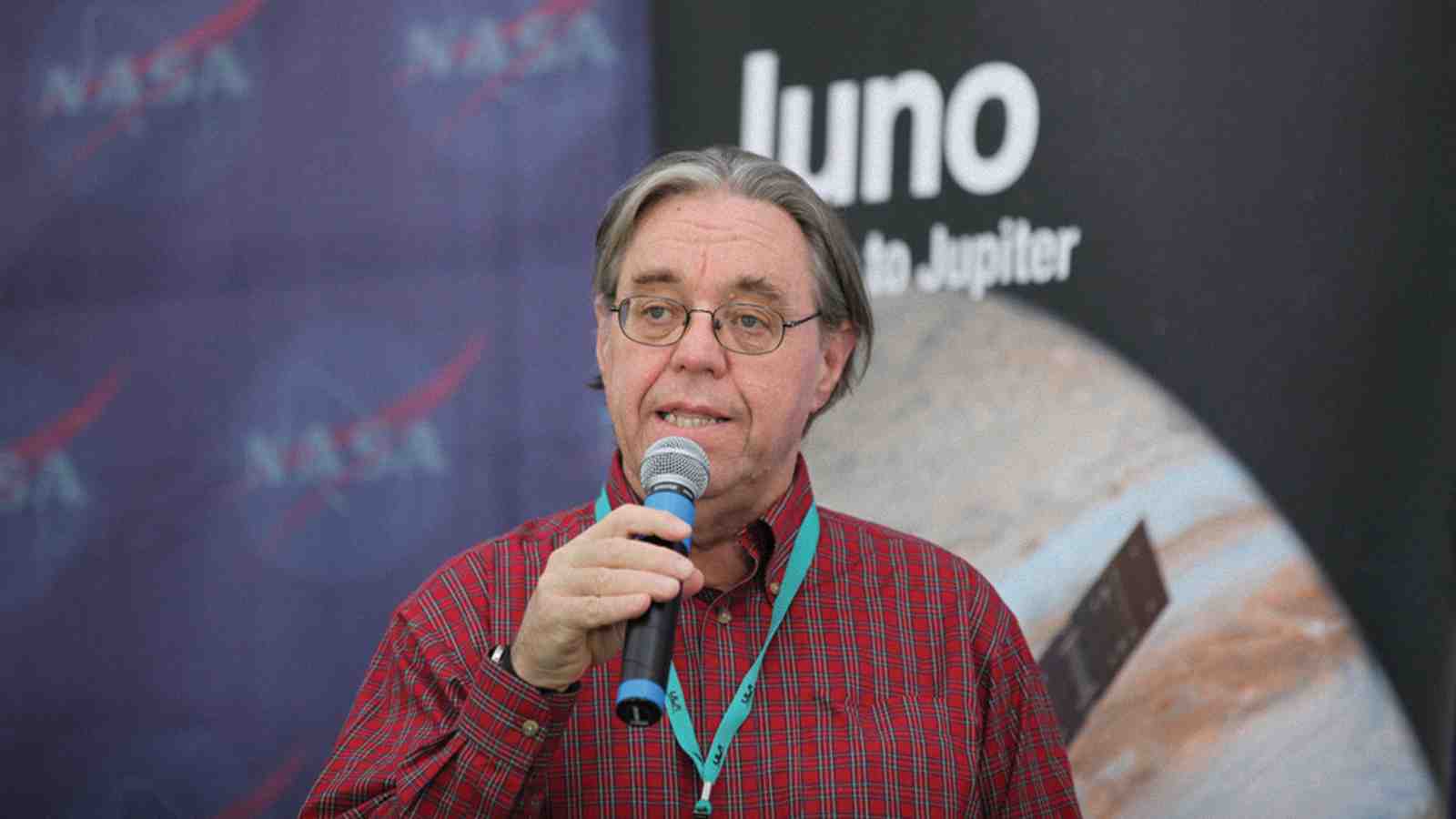David Stevenson talks at a news conference at Cape Canaveral at the time of the launch of Juno.