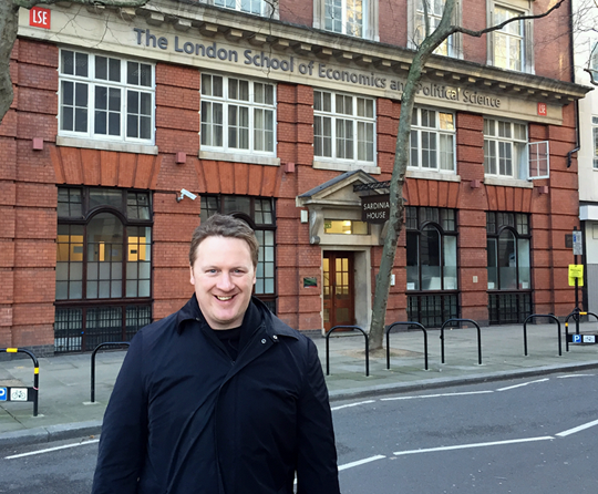 Dean Knight in front of the London School of Economics