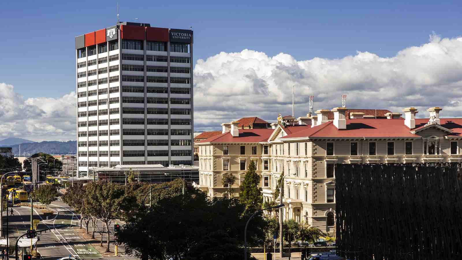 Victoria's Law School pictured from Lambton Quay entrance