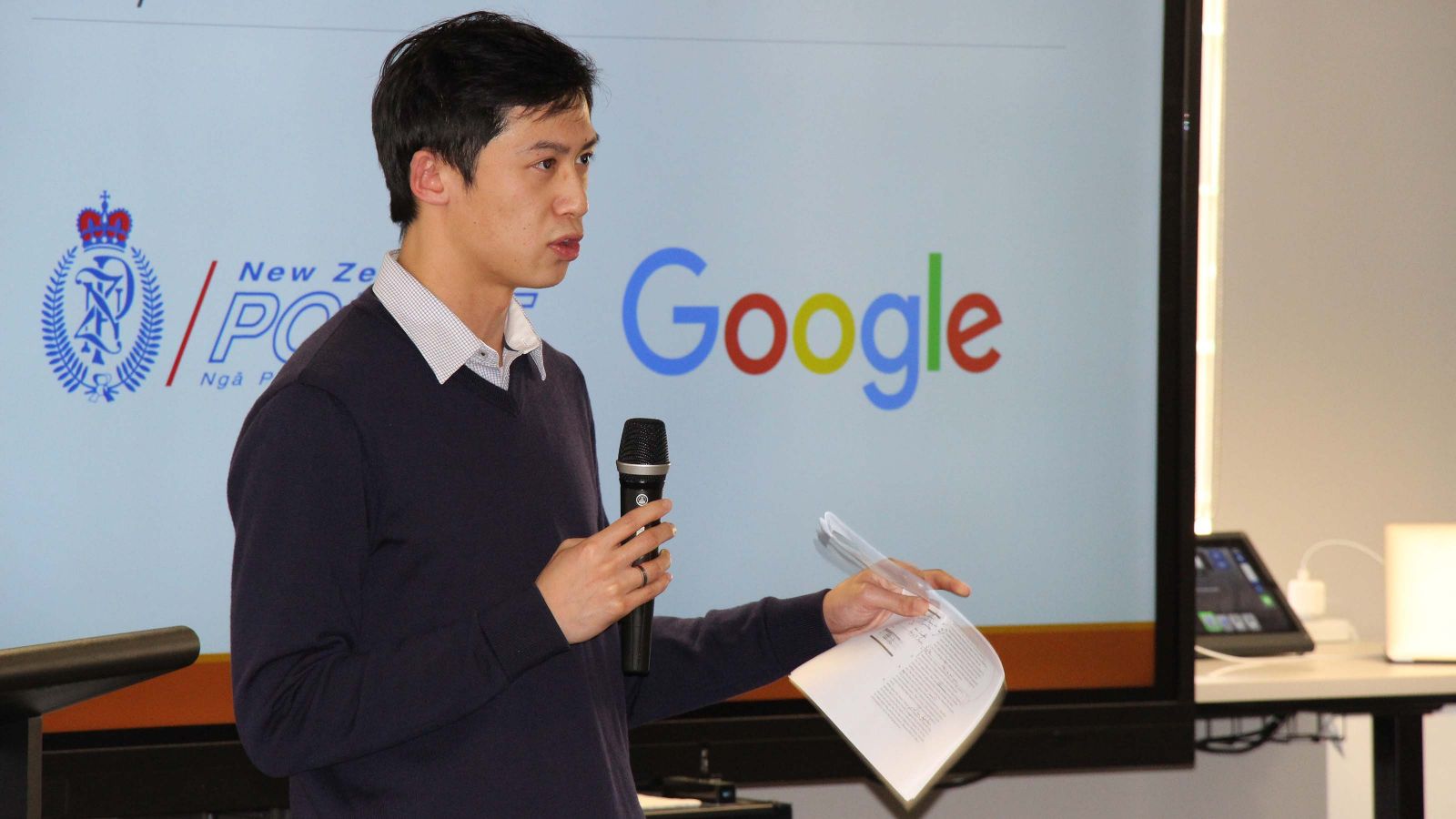 Cameron Lai gives his presentation on the risks of personalised search results