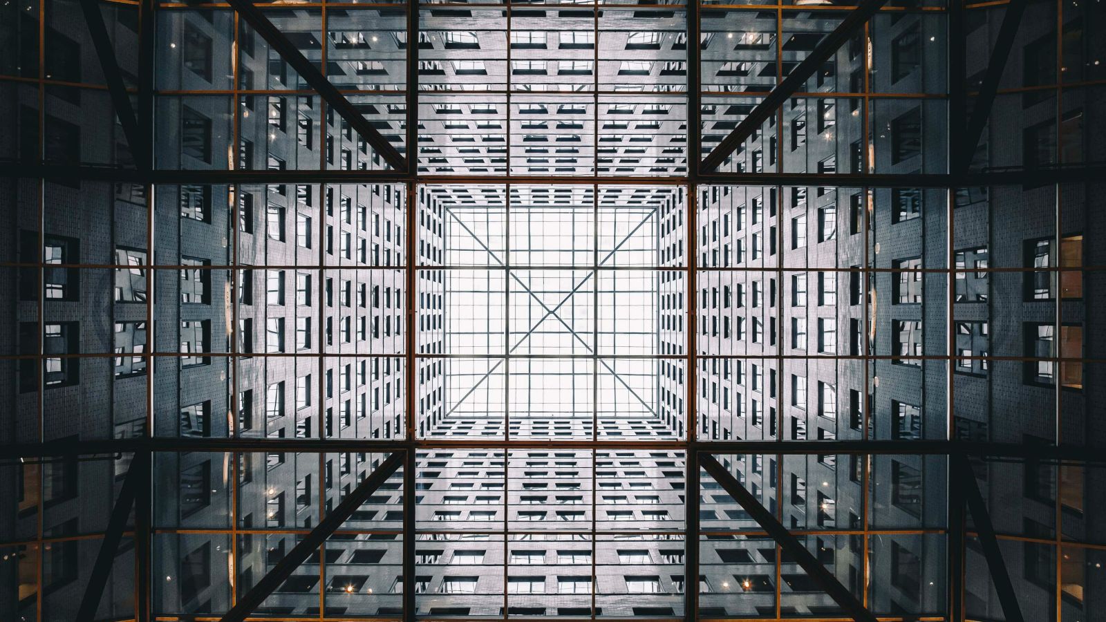 A perfect grid within a building's architecture.