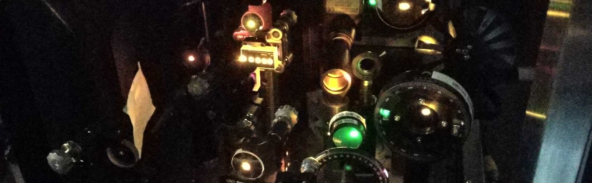 Laser spectroscopy machine in a dark room.
