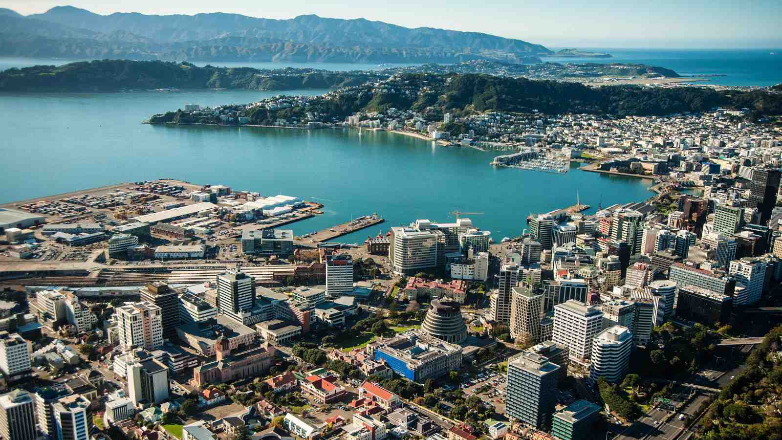 Aerial shot of central Wellington