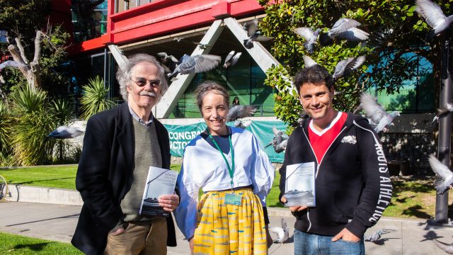 Editors Robert Vale, Brenda Vale and Fabricio Chica with their new book.
