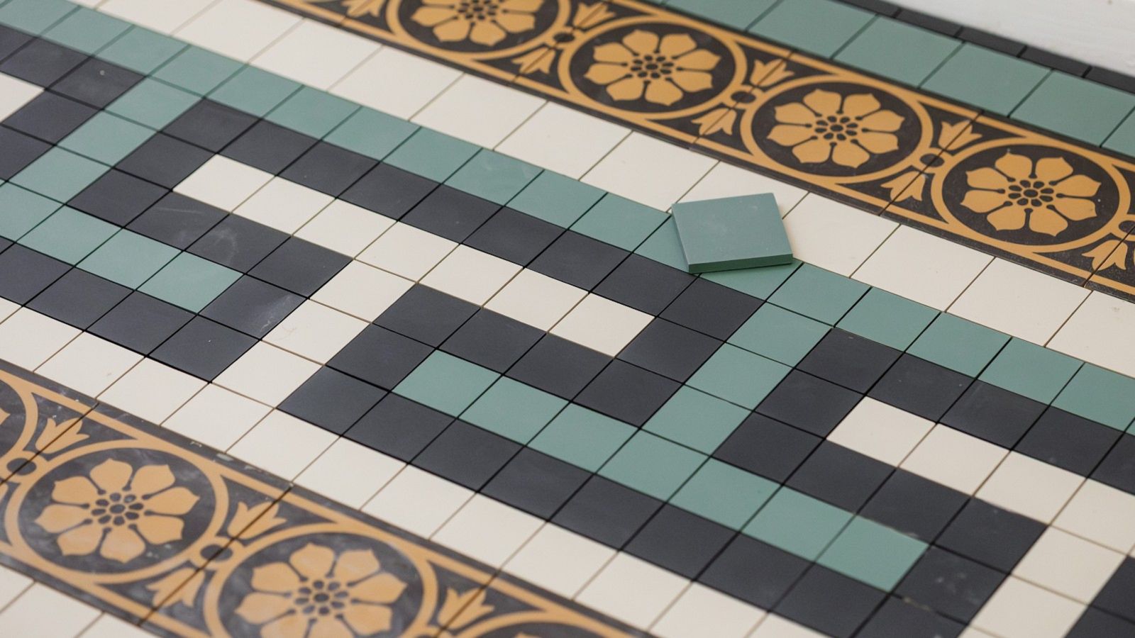 A closeup of tiles in the National Music Centre