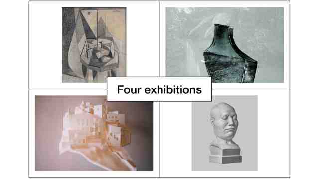 Four images of art from the exhibitions.