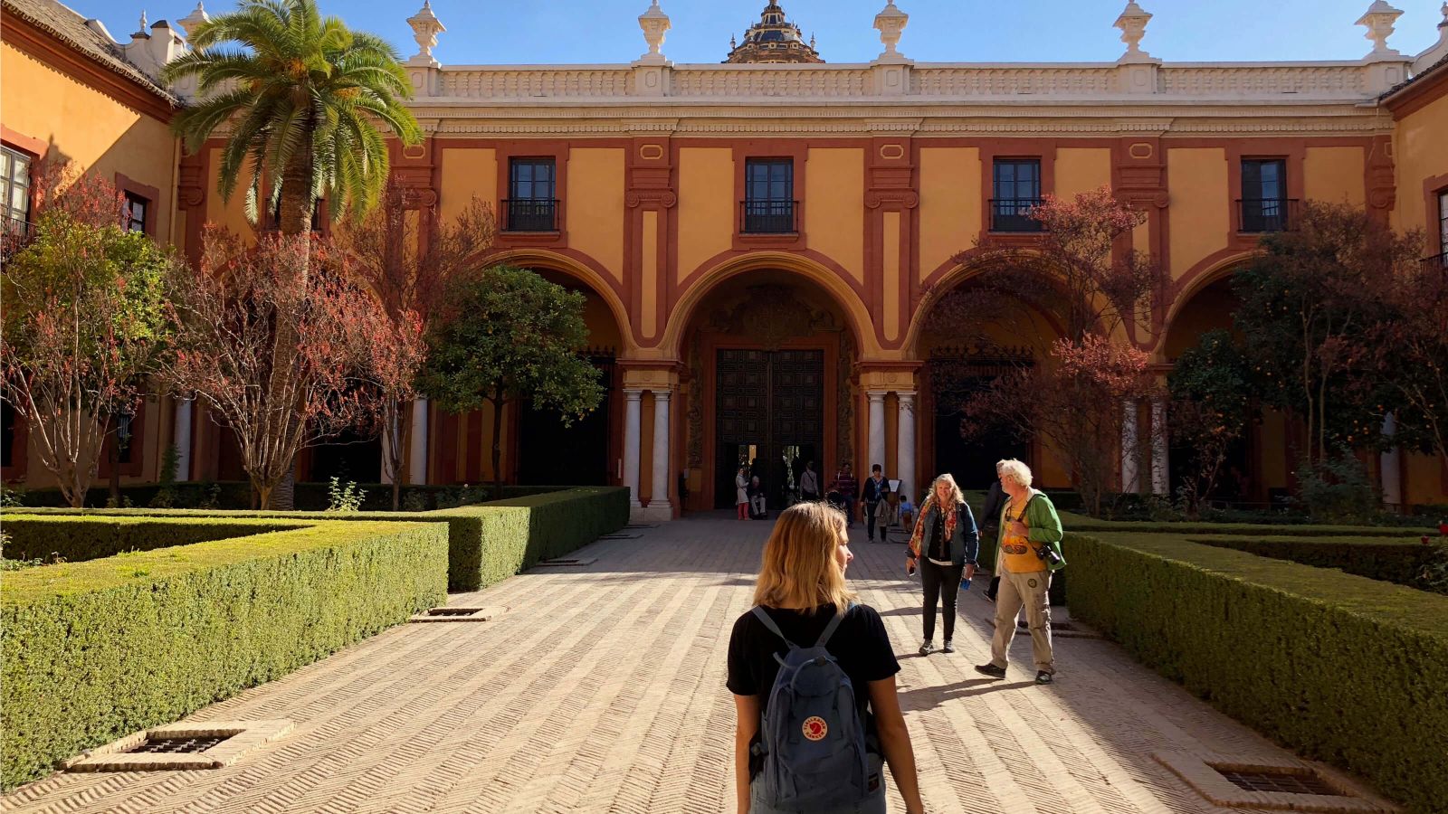A student explores Denver Ingram at the Alcázar of Seville (the royal palace in Seville, Spain).