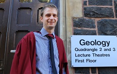Dr Matthew Sagar standing outide the Geology department at Otago University