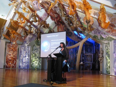 Prof Dorthe Dahl-Jensen presenting her talk at Te Papa