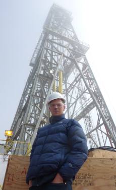 Rob McKay in front of the Drill mast