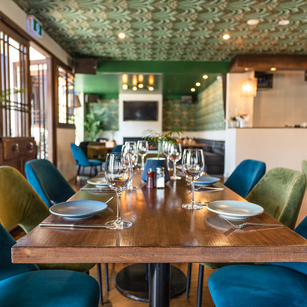 A table set for a fancy dinner