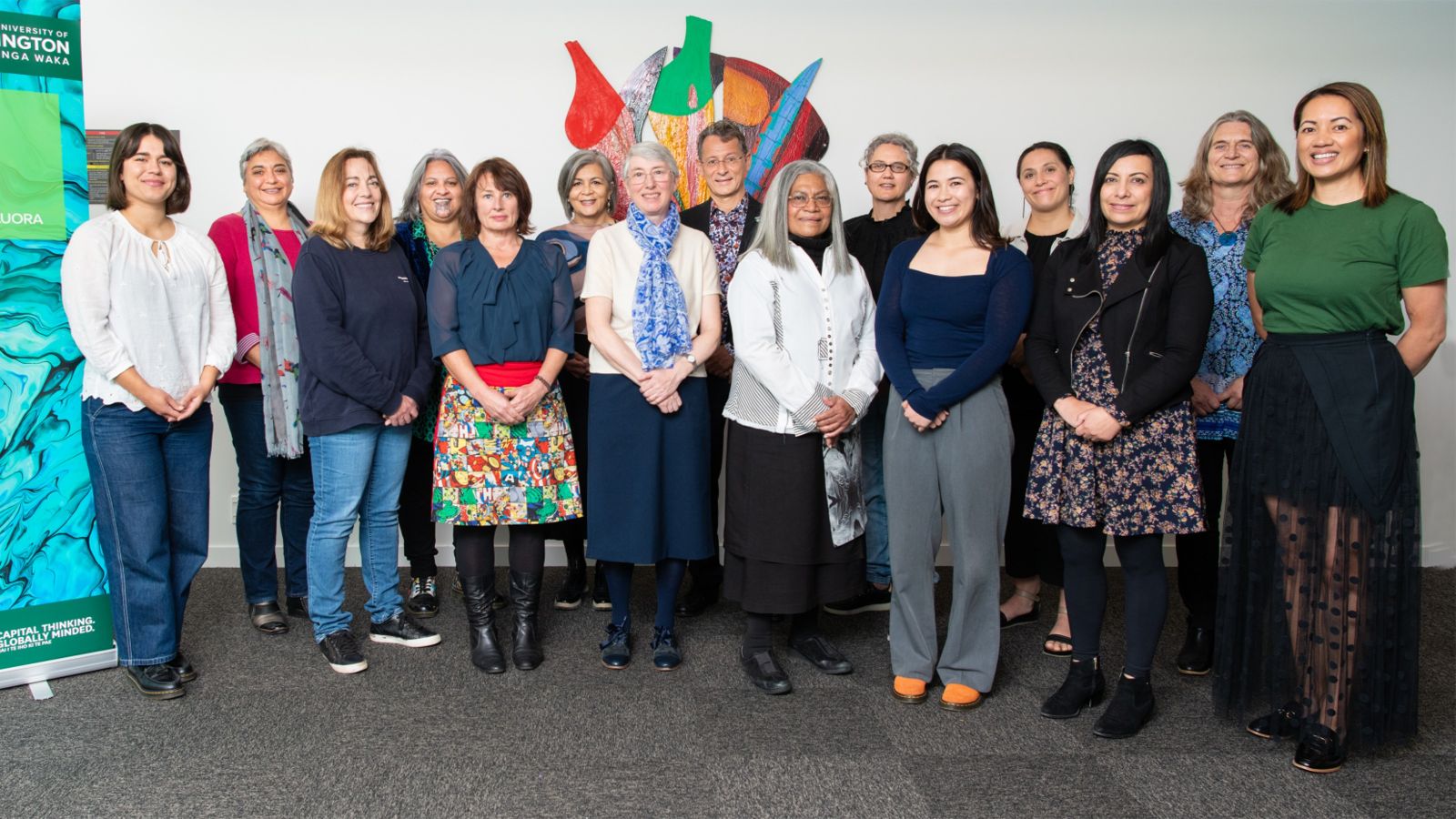 The whole team from Te Hikuwai Rangahau Hauora pose for a photo.