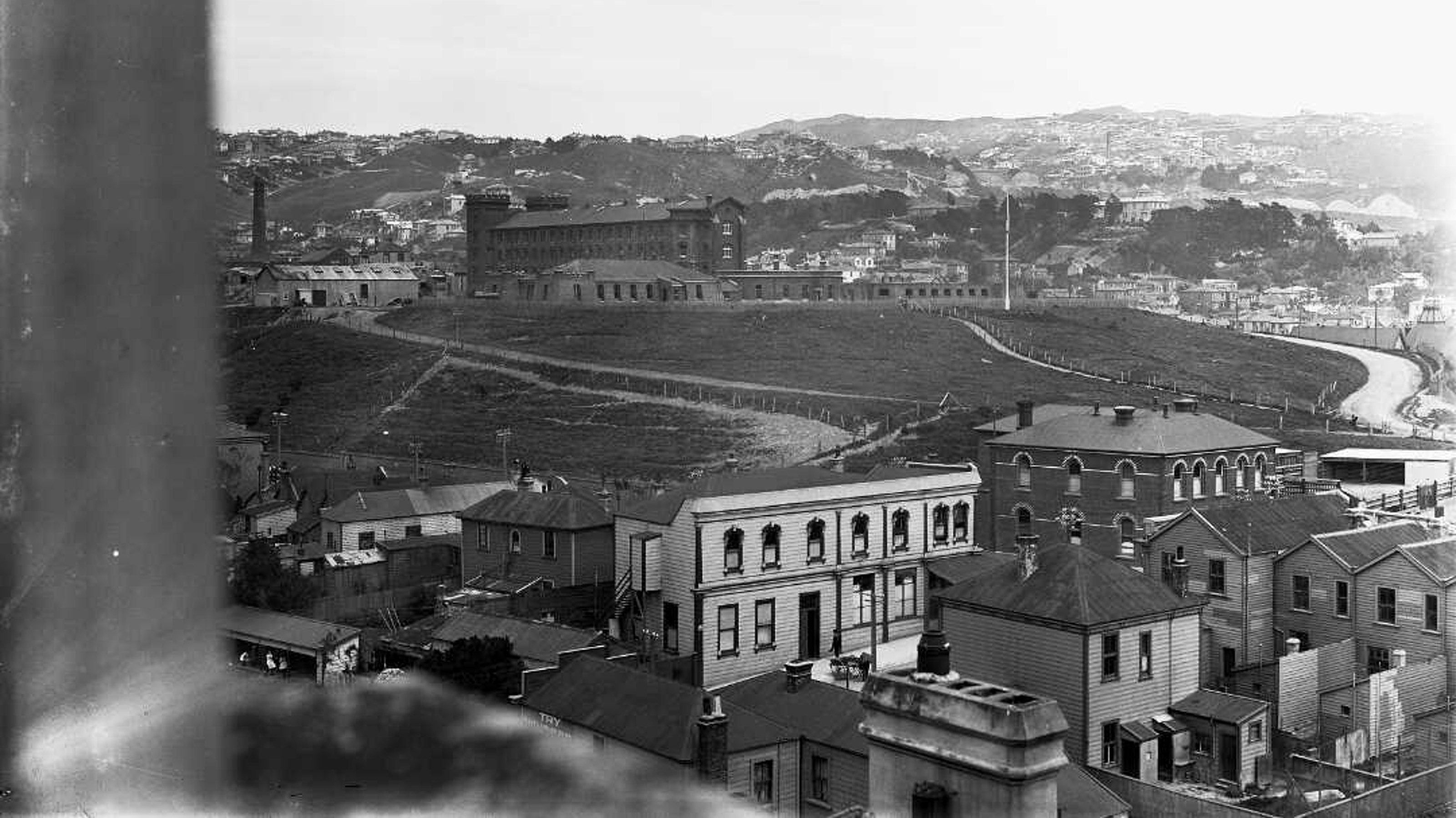 Mount Cook Prison and buildings on Buckle Street, Wellington