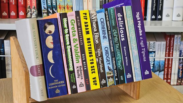 A shelf of THW University Press books