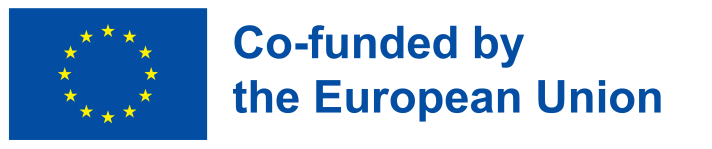 A logo, with the text Co-funded by the European Union on the right . The logo is a blue flag with a circle of yellow stars.