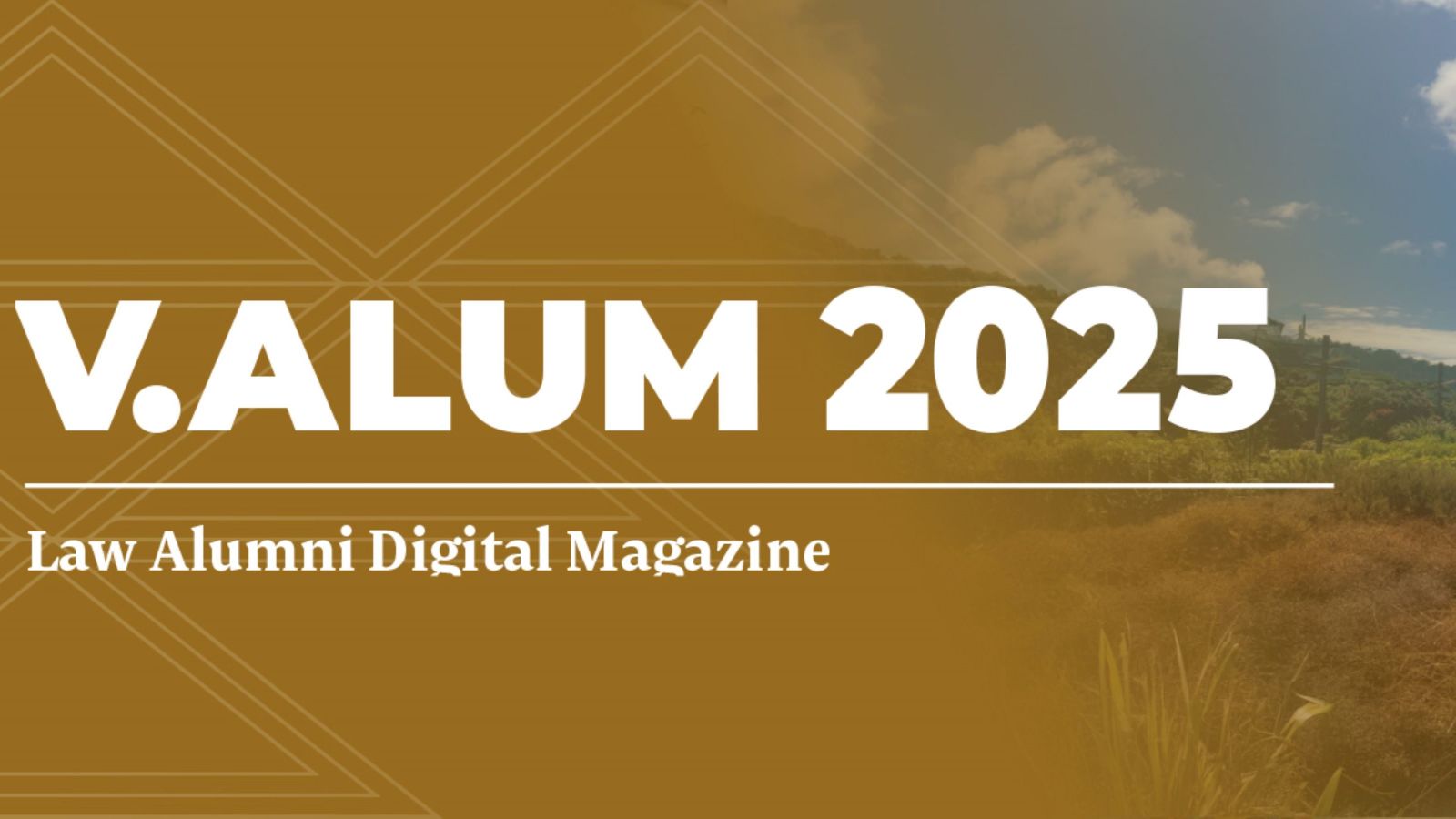 Tile that has the text 'V.Alum 2025 Law Alumni Digital Magazine'
