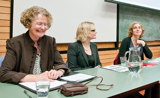 Professor Elizabeth McLeay, Polly Higbee and Senior Lecturer Claudia Geiringer